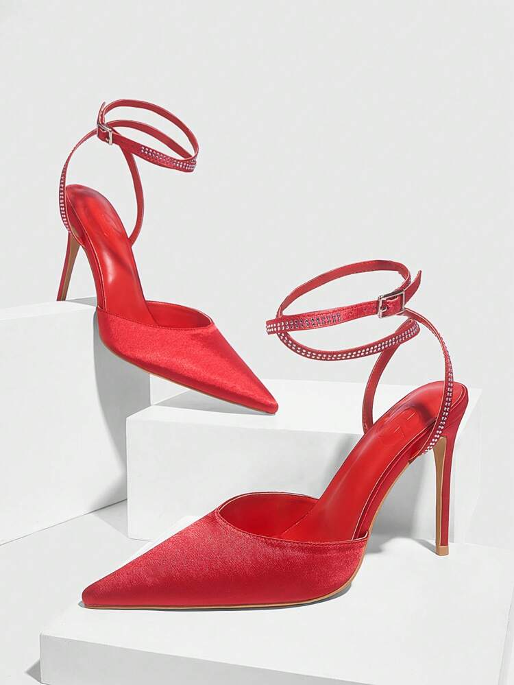 CUCCOO SZL 10cm Pointy Toe Stiletto High Heel Women's Fashion Sexy Red Party Pumps For Christmas And New Year Holiday Vibe Fall And Winter