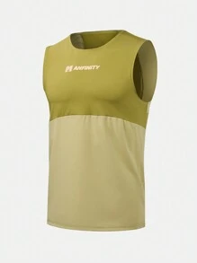 Gym Rark 男友风男士夏季休闲透气撞色字母印花背心压缩衬衫 - 橄欖綠 - 查看 3