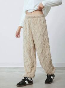 Easelle 1 quần dài ống đứng lưng thun mềm mại thoải mái cho nữ - Màu Khaki - Xem 6