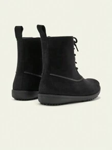 CUCCOO Quty Fashion Mid-Calf Lace-Up Flat Rain Boots For Christmas And New Year Holiday Vibe Fall And Winter