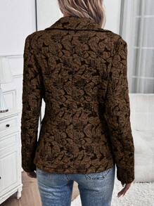 Celisse Women Floral Print Single-Button Fitted Elegant Long Sleeve Suit Jacket Fall Cloth For Women