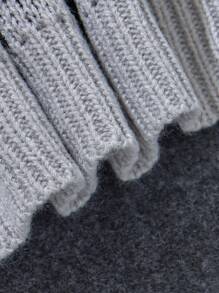 Manfinity EZcore 男士新款字母提花长袖圆领休闲套头毛衣，百搭秋冬季 - 灰色 - 查看 3