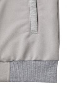 Manfinity Homme Men's Casual Oblique Zip Drawstring Hoodie Sweatshirt For Autumn - Light Grey - View 5