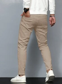 Manfinity Homme Men's Solid Color Jeans - Khaki - View 2