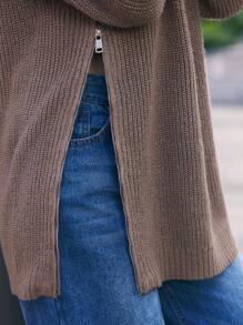 BizChic Pull col roulé pour femme, pull fashion à manches longues couleur café, tenue de bureau pour femmes, printemps/été
