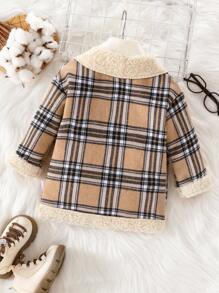 Baby Boys Casual Plaid Pocket & Collar Teddy Lining Jacket, Autumn/Winter - Multicolor - View 2