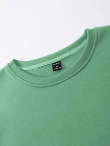 Manfinity Roghcode Sudadera con forro térmico con gráfico de lema y figura para hombre de talla grande - verde menta - Ver 5
