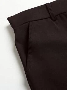 SHEIN LUNE Plus Size Plain Buttonless Simple Design Casual Dress Pants Graduation,Back To School,Teacher Outfits For Women Winter Fall Autumn