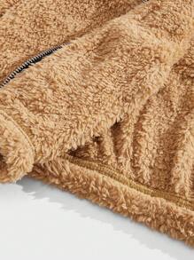 Manfinity VCAY Chaqueta casual suelta con hombros caídos y acabado peludo, adecuada para otoño/invierno
