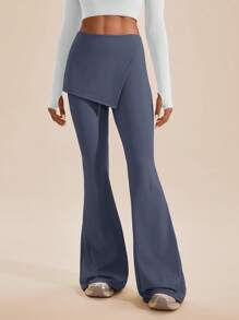 VARSITIE Moisture-Wicking Quick-Drying Skin-Friendly Women Flare Sports Pants - Dusty Blue - View 1