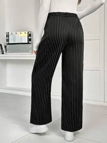 SHEIN Pregnant Women High Waist Striped Wide Leg Pants, Casual, For Maternity