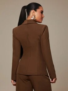 Silquee Women's All-Match Versatile Commuting Professional Mature Mobwife Classic Short Mocha Chocolate Brown Tailored Windbreaker Coat, Suitable For Thanksgiving, Christmas, New Year's Eve Outfit