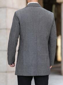 Manfinity Homme Jaqueta masculina de manga comprida com lapela espinha de peixe, uso casual e empresarial, outono/inverno - Preto - Ver 2