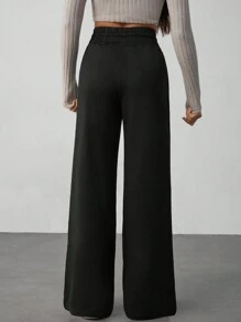 SHEIN Tall 净色抽绳腰部阔腿运动裤