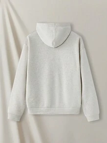 Manfinity VCAY Men's Knitted Casual Everyday English Graphic Print Hooded Sweatshirt, For Fall Winter - Grey - View 2