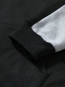 Manfinity Hypemode Men's Autumn Letter Print Long Sleeve Drawstring Hoodie Sweatshirt Letter Color Block Hoodie, For Friends, Husband, Boyfriend Gifts - Multicolor - View 3