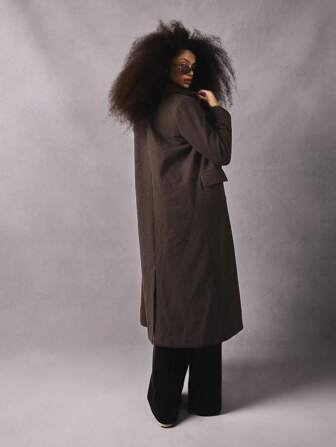 Athîral 女士前扣长袖简约长款针织开衫