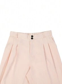 Manfinity Mode Pantalon habillé décontracté avec poche avant unie à boutons pour hommes - Beige - Voir 5