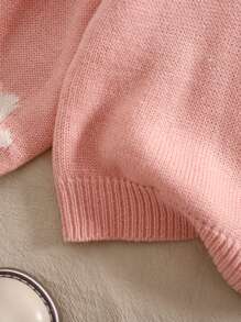 Baby Girls Cartoon Embroidery Turtleneck Sweaters, Cute Design Brings Warmth And Delight. The Cartoon Embroidery Design Is Playful And Adorable, Showcasing The Purity Of Childhood. The Turtleneck Design Is Warm And Comfortable For At-Home Wear.