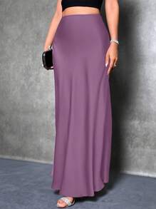 Glamine Women Elegant Solid Color Long Skirt, Autumn Maxi Women Outfit