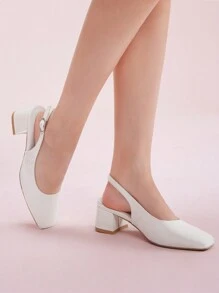 CUCCOO DOLLMOD Classic Low Heel White Stone Texture Slip-On Flats New Year Holiday - Beige - View 5