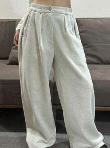 INAWLY Women Casual Everyday Oblique Pocket Loose Baggy Pants, Autumn Fall Cloth For Women