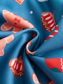 Cozy Pixies Bộ 2 món/Bộ áo nỉ trùm đầu dài tay họa tiết bánh gừng Giáng sinh cho bé trai và quần dài chạy bộ - Màu xanh bụi bặm - Xem 8