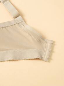 3 件套加大码纯色细肩带简约休闲无钢圈文胸套装，提升型 - 彩色 - 查看 7