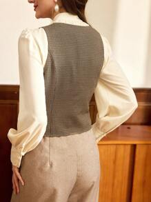 Vintamour Vintage Classic College Style Women's Vest, Four Seasons Fit, Pockets & Button Decor, Coffee Color Maillard Women Vest Thanksgiving Women New Years Winter Clothes For Women New Years Women - Coffee Brown - View 2