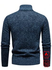 Manfinity Homme Men Marled Knit Quarter Zipper Thermal Jumper - Blue - View 2