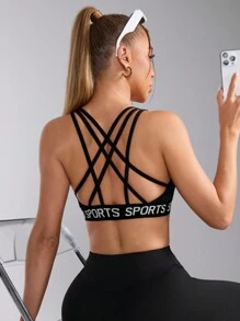 Easithlete Women Letter Detail Minimalist Casual Sports Sweatshirt