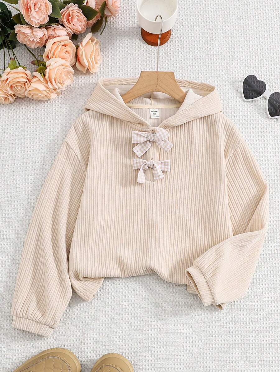 Áo nỉ kiểu dáng rộng rãi, vai rớt, thời trang thường ngày cho bé gái tuổi teen đi học, họa tiết bướm, thích hợp cho mùa thu. - Màu be - Xem 1