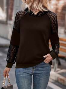 SHEIN LUNE Sudadera con capucha de manga raglán y ajuste holgado para mujer, informal para otoño/invierno