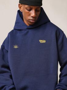 SUMWON 奢华街头服饰刺绣双标志连帽衫秋冬重磅套头衫经典运动衫高品质优质袋鼠口袋舒适必备