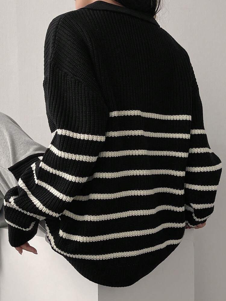 Women Striped Color Block Zip Up Cardigan,Fall Clothes