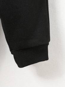 男婴撞色拼接拉链袋鼠口袋绗缝飞行员夹克和运动裤