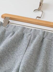 SHEIN LUNE Plus Size Casual Elastic Waist Long Pants - Light Grey - View 4