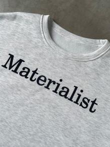 Manfinity Hypemode Men's Round Neck Long Sleeve Letter Print Simple Casual Pullover Sweatshirt - Light Grey - View 3