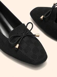 CUCCOO BASICS Squared Toe High Heel Butterfly Decor Casual Loafers For Women Valentines - Black - View 7