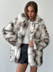 Aloruh Chaqueta de invierno de mujer estilo retro con pelo sintético