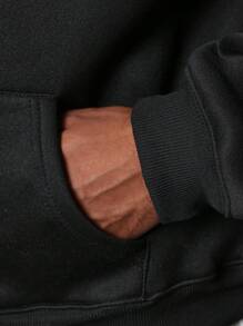 Sumwon Signature Collection Premium Athleisure Hoodie Streetwear Classic Pullover Fall Winter Essential Comfortable Fleece Sweatshirt - Black - View 5