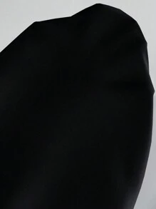 Chiquease 不对称袖褶皱长袖正面纽扣超短上衣女式衬衫 - 黑色 - 查看 4