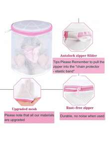 1/3 件洗衣机网眼文胸洗衣袋拉链精致衣物洗衣袋可重复使用内衣内裤袜子衣物保护袋 - 粉色 - 查看 7