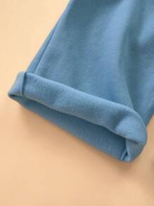 SHEIN Tween Boys' Solid Color Casual Sports Loose Fit Elastic Waist Pocket Straight Leg Pants, Autumn/Winter