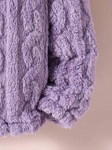 SHEIN Tween Girl Fluffy Winter Jacket, Long Design, Warm & Soft, Classic - Purple - View 4