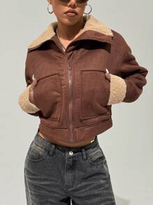 StreetHx Chaqueta vintage de mujer acolchada y con piel, para el invierno