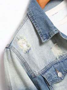 Manfinity LEGND Men's Casual Washed Button Up Denim Jacket, Suitable For Autumn Daily Outings, For Vacation