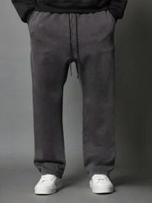 SUMWON 超舒适棉混纺宽松运动裤冬季家居服慢跑风格健身运动休闲裤重磅羊毛训练 - 橄欖綠 - 查看 4
