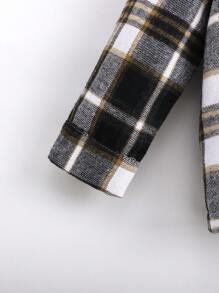 SHEIN 1pc Baby Boys' Casual Plaid Simple Design Long Sleeve Shirt, Collared Single-Breasted Pocket, Versatile For Daily Wear With Jeans/Chino Pants, Vintage Soft Comfortable Spring New Arrival