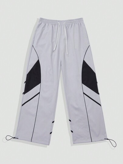Prep Pantalon de sport casual pour homme à taille ajustable par cordon et couleurs contrastées